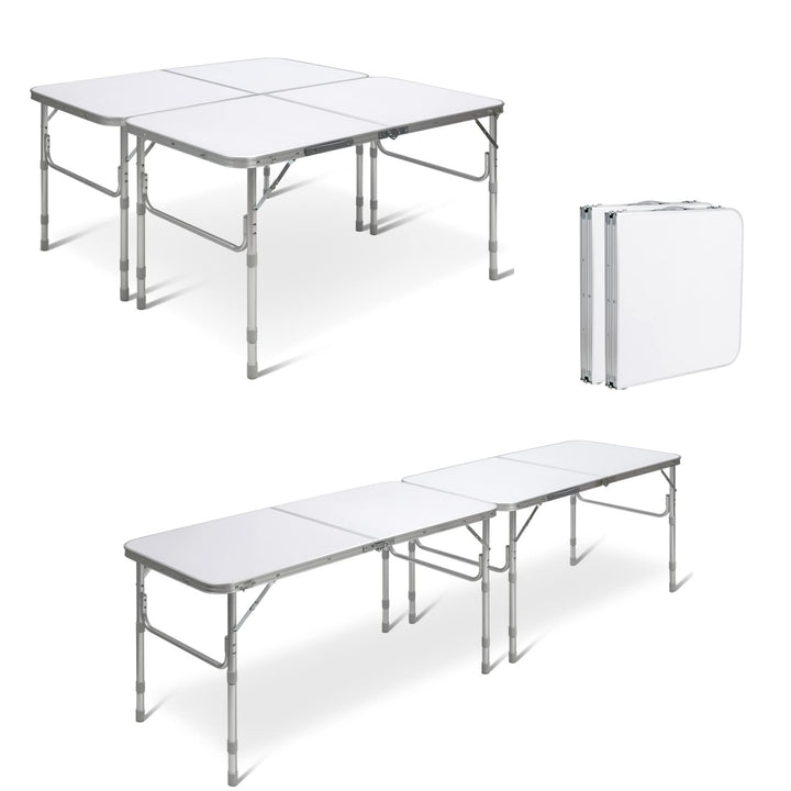 GYMAX Gartentisch 2er Set Kombinierbar Klapptisch Höhenverstellbar Alu Campingtisch Klappbar Beistel