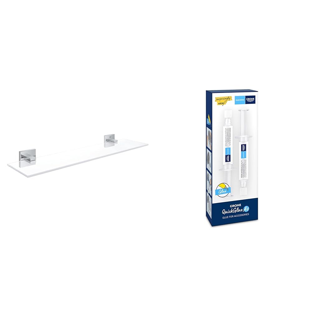 Grohe Start Cube - Glasablage (Stichmass: 380 mm, verdeckte Befestigung, Material: Glas/Material), C