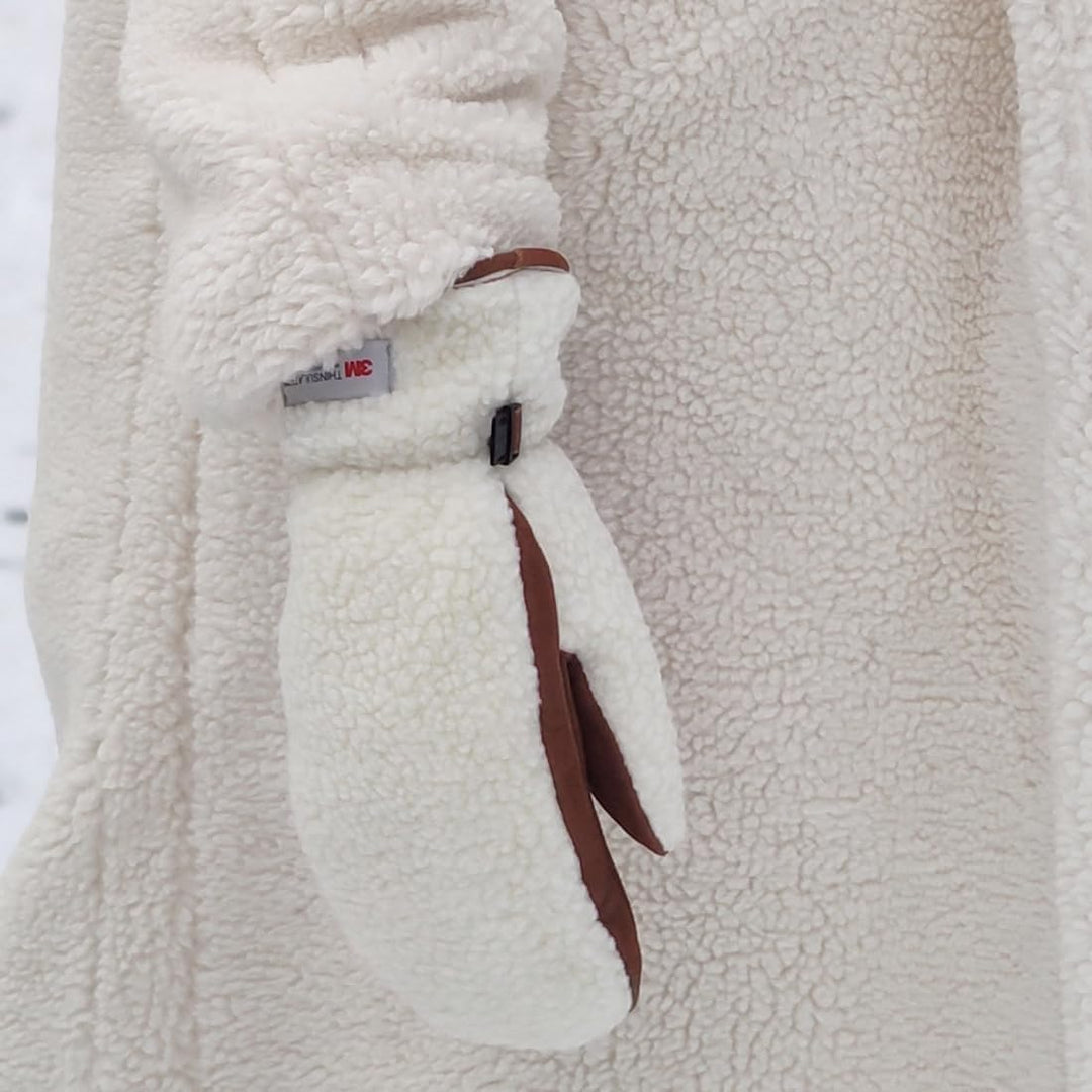 Harssidanzar Damen Winter Lederhandschuhe Outdoor Warm gefüttert Skifahren Fäustlinge SL020EU L Beig