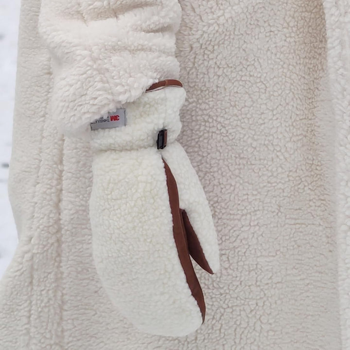 Harssidanzar Damen Winter Lederhandschuhe Outdoor Warm gefüttert Skifahren Fäustlinge SL020EU M Beig