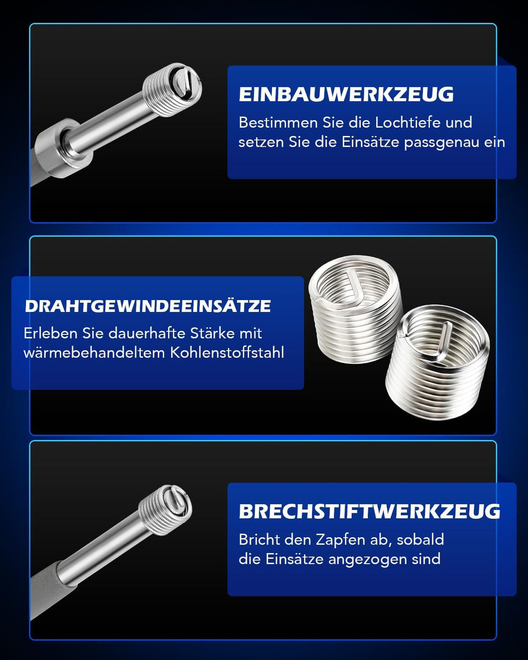 Orion Motor Tech 131-tlg Gewindereparatur Gewinde Reparatur Satz Gewindereparaturwerkzeuge mit Helic