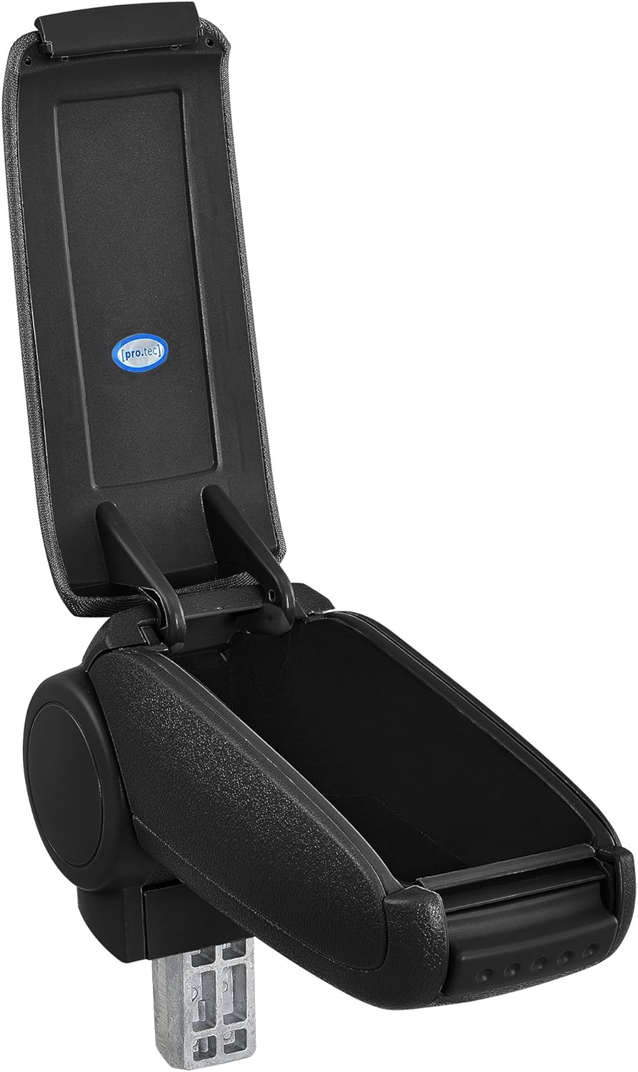 pro.tec] Mittelarmlehne - Armauflage mit Staufach - gepolstert - schwarz Kunst-Leder mit roten Nähte