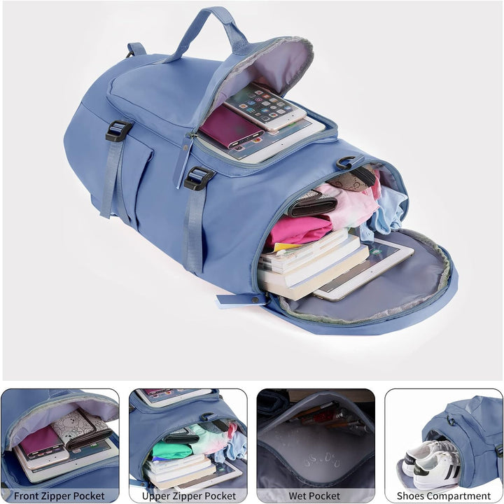 HAWEE Unisex Sporttasche mit Rucksackfunktion Reisetasche mit Schuhfach Gross Reiserucksack Wasserdi