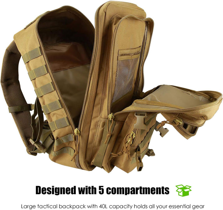 ProCase 40L Militär Taktische Rucksack, Grosse Kapazität 3 Tage Armee Assault Pack Bag Go Bag Rucksa