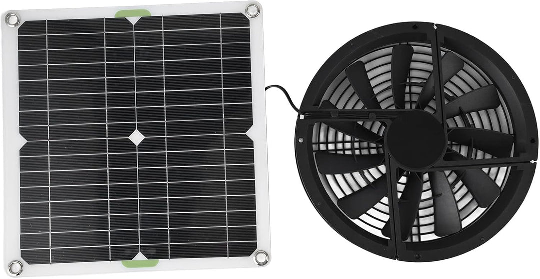Fockety Solarbetriebenes Lüfter-Kit, 100 W, 12 V, 10 Zoll, Wasserdicht, Kühlender, Runder Solarpanel