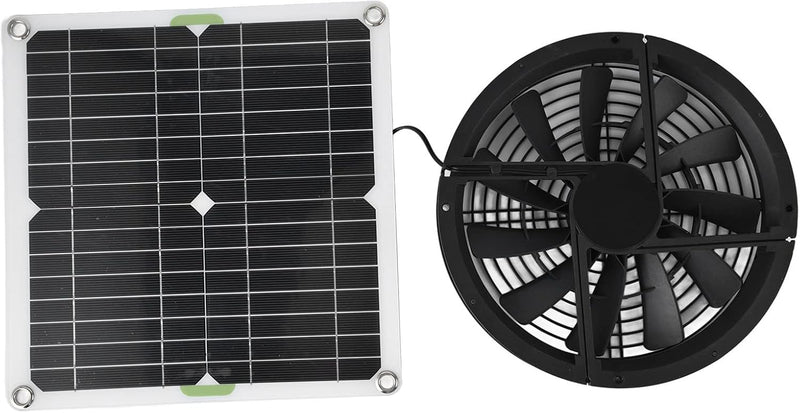 Fafeicy Solarpanel-Lüfter-Kit, 100 W 2 A Wasserdichter Lüftungsgehäuse-Abluftventilator, 23–24% Umwa