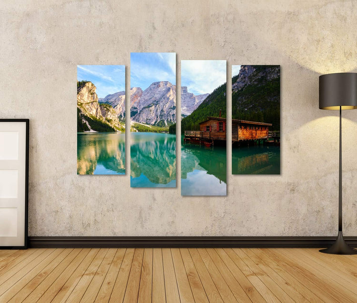 islandburner Bild auf Leinwand Prager Wildsee Dolomiten Berge Südtirol Italien Bilder Wandbilder Pos