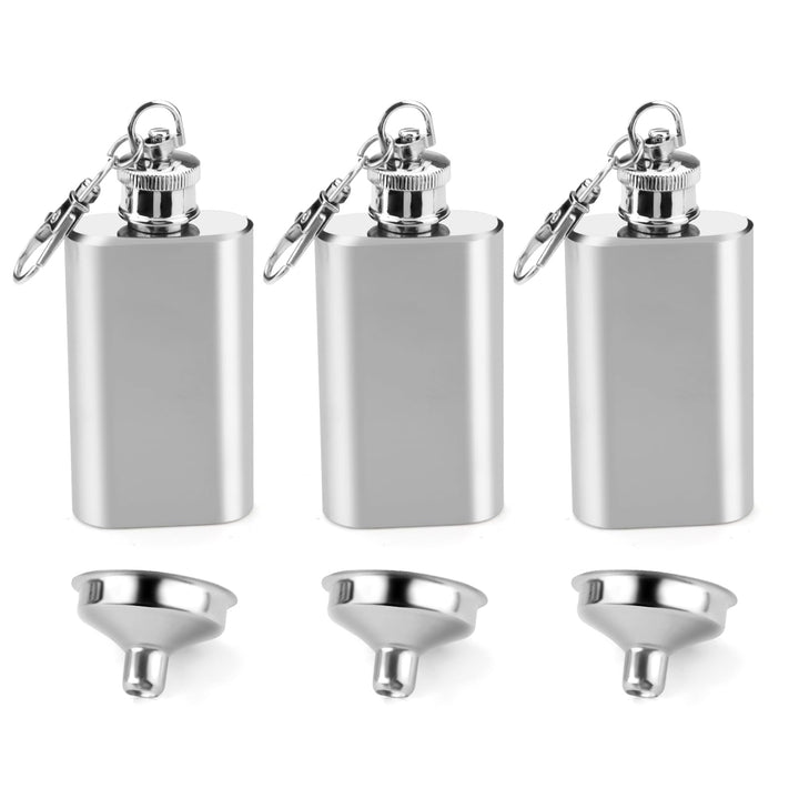 3 Stück 56.7 g/50ML Edelstahl Mini Flask Schlüsselanhänger, auslaufsichere dünne Tasche Whiskey Flas