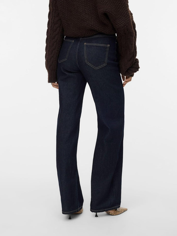 Vero Moda Female Weit geschnitten VMTESSA Hohe Taille Weiter Beinschnitt Jeans 25W / 30L Dark Blue D