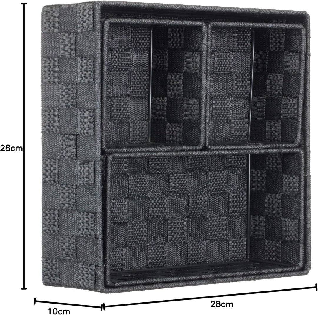 Brandsseller 4er Set Aufbewahrungsboxen - 28x28x10 cm, 26x13x9 cm, 13x13x9 cm (2x) – eckige Regalkör