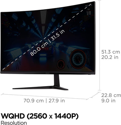 ViewSonic VX3218C-2K 32" QHD VA Curve Frameless Monitor, 165Hz, 1ms MPRT, 2 HDMI, DisplayPort, Speak