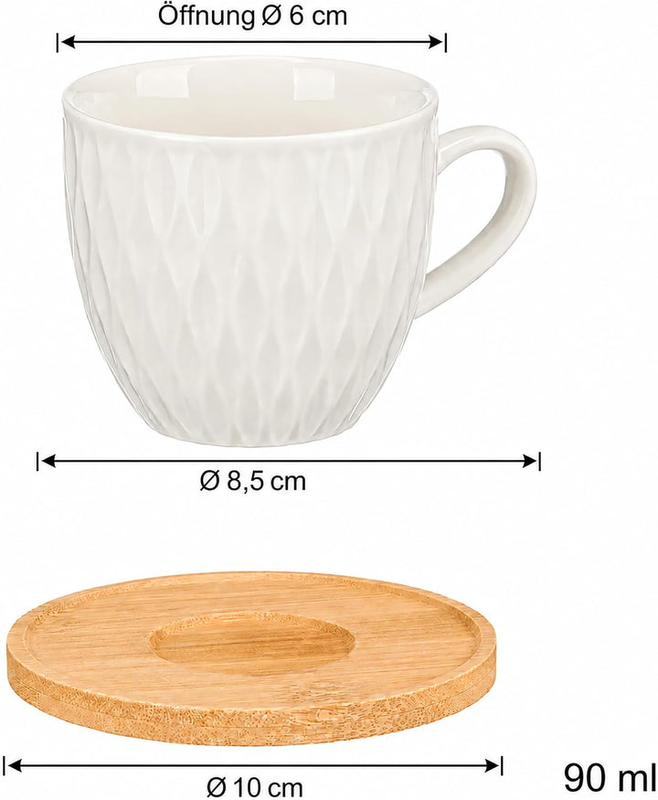 Annastore Espressotassen 6er Set Porzellan - 90 ml