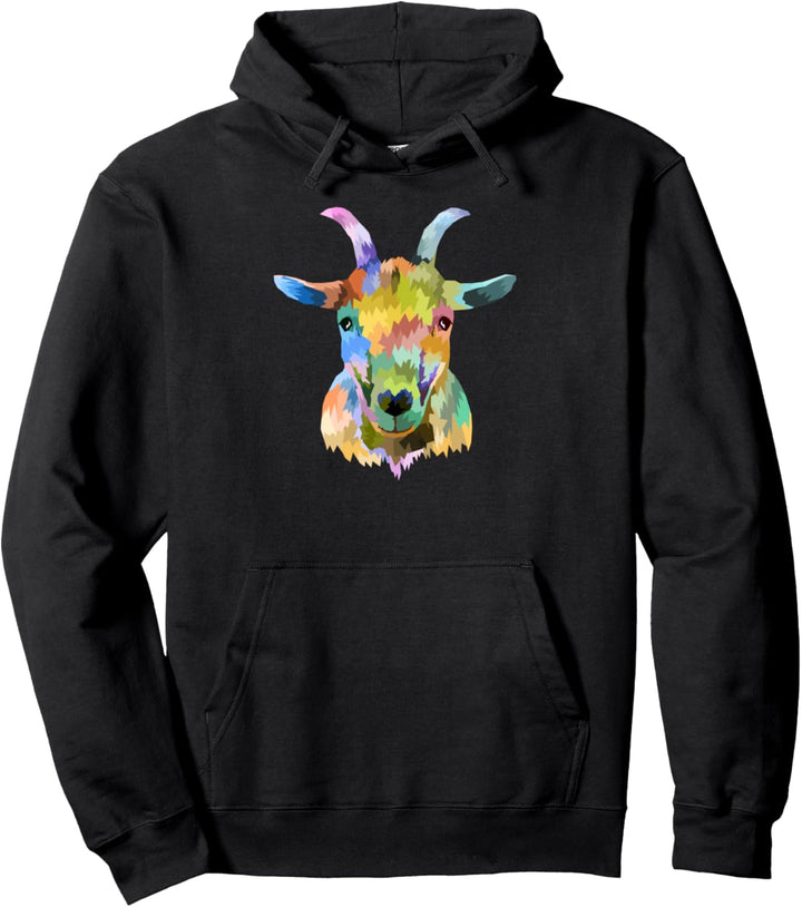 Witzige Ziege in Regenbogen Farben für Herren Damen Kinder Pullover Hoodie