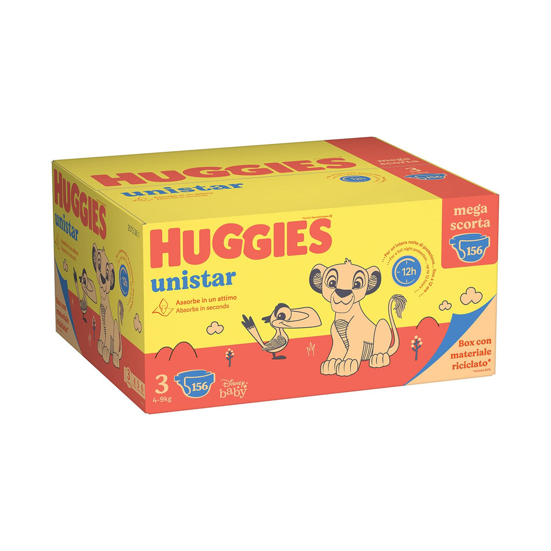 Huggies Unistar Mega-Pack Windeln Grösse 3 (4-9 kg) Angebot 156 Windeln Taglia 3, Taglia 3