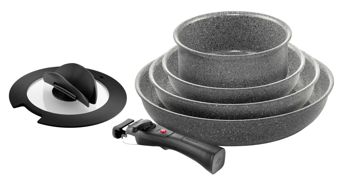 BALLARINI Torre Bratpfannen-Set und Stieltopf, 6 tlg, Keramikbeschichtung, Induktionsgeeignet, Abneh