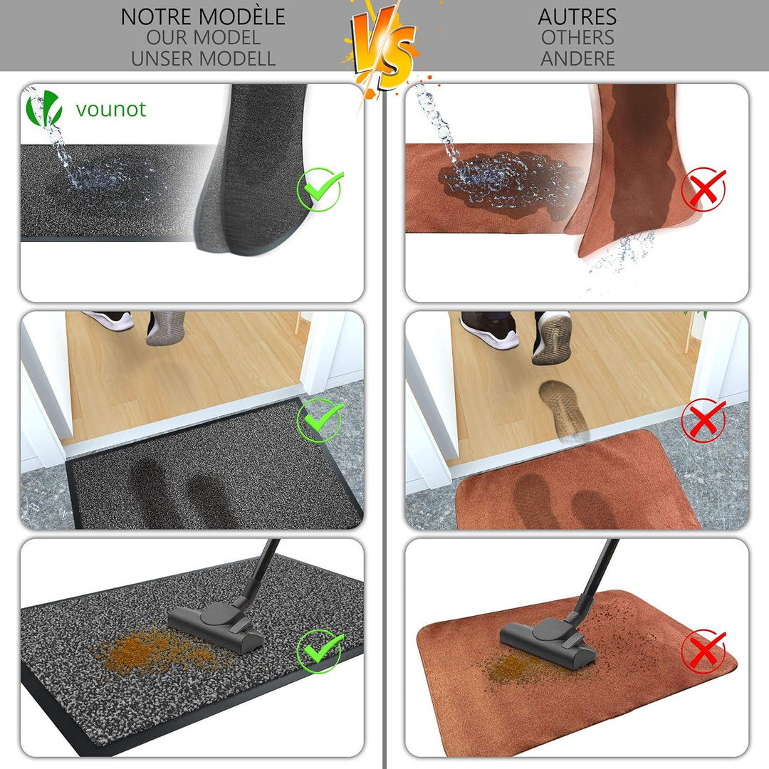 VOUNOT Fussmatte für Haustür Innen und Aussen, Schmutzfangmatte Waschbar, Türmatte rutschfest, Anthr