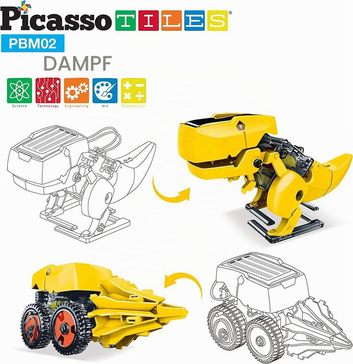 PicassoTiles STEM Kids Solarbetriebener Dinosaurier-Roboter, pädagogisches Lernspielzeug, technische