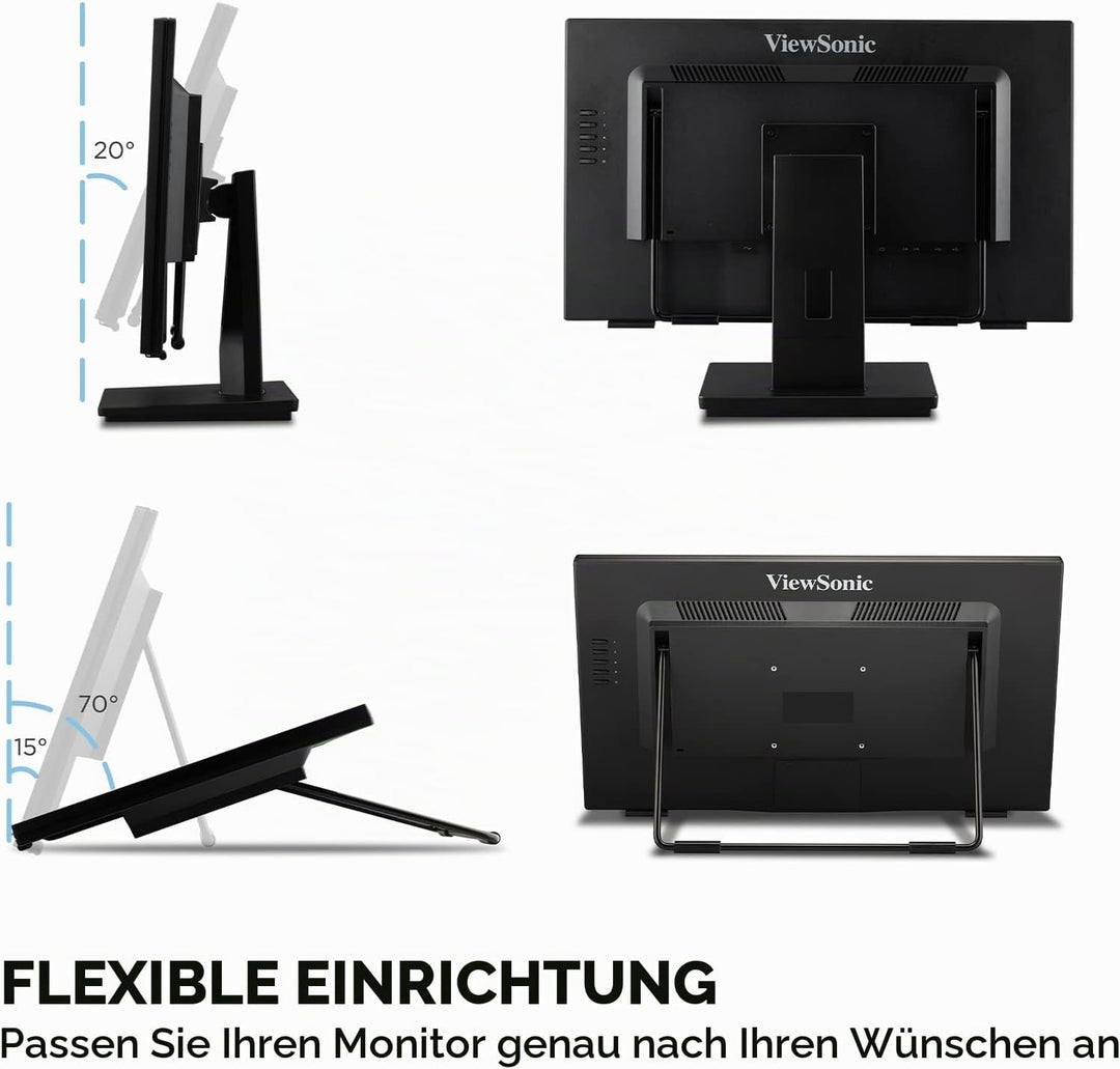Viewsonic TD2465 59,6 cm (24 Zoll) Touch Monitor (Full-HD, HDMI, USB, 10 Punkt Multitouch, integrier