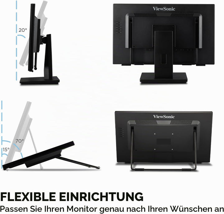 Viewsonic TD2465 59,6 cm (24 Zoll) Touch Monitor (Full-HD, HDMI, USB, 10 Punkt Multitouch, integrier