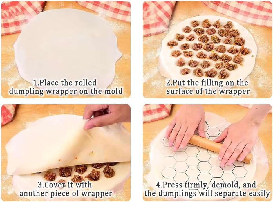 2 Stück Pelmeni Form, Pelmeni Maker mit 37 Löcher, Dumplings Ravioli Mold, Handgefertigter Teigtasch