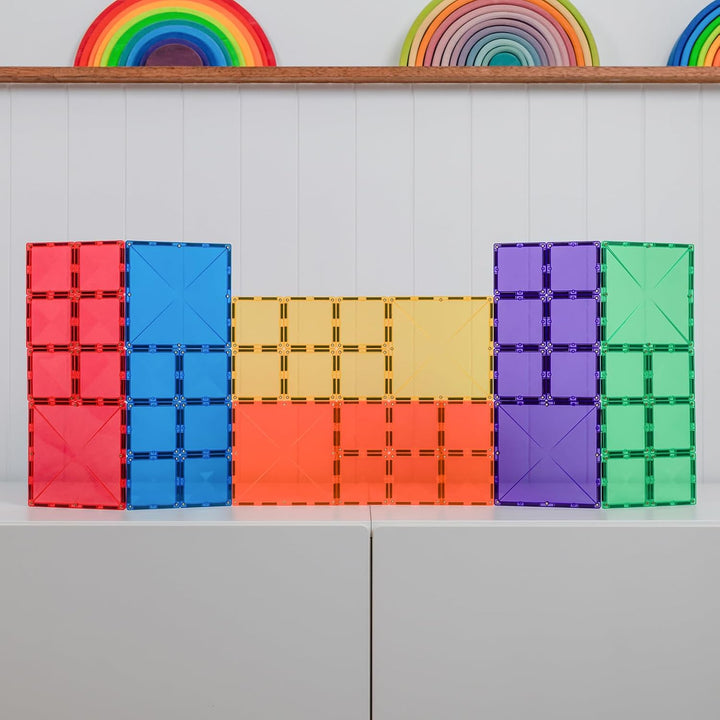 CONNETIX Magnetische Fliesen Regenbogen Quadrat Packen, 42 Stück