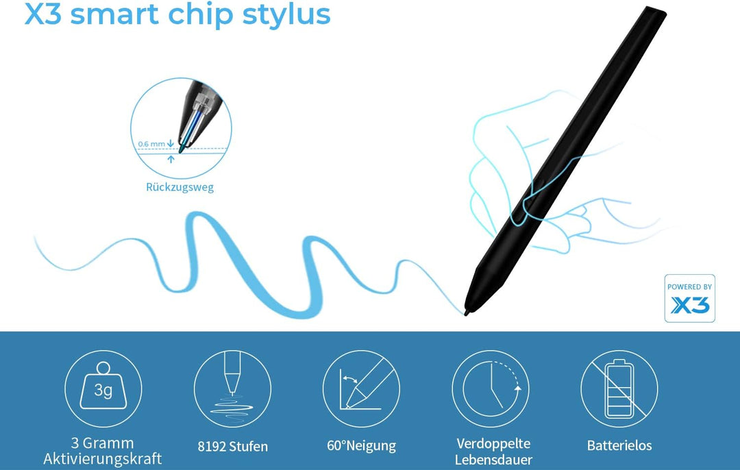 XP-PEN Deco LW 10"x6" Grafiktablett Bluetooth Zeichentablett X3 Smart Chip Tilt mit batterielosem St