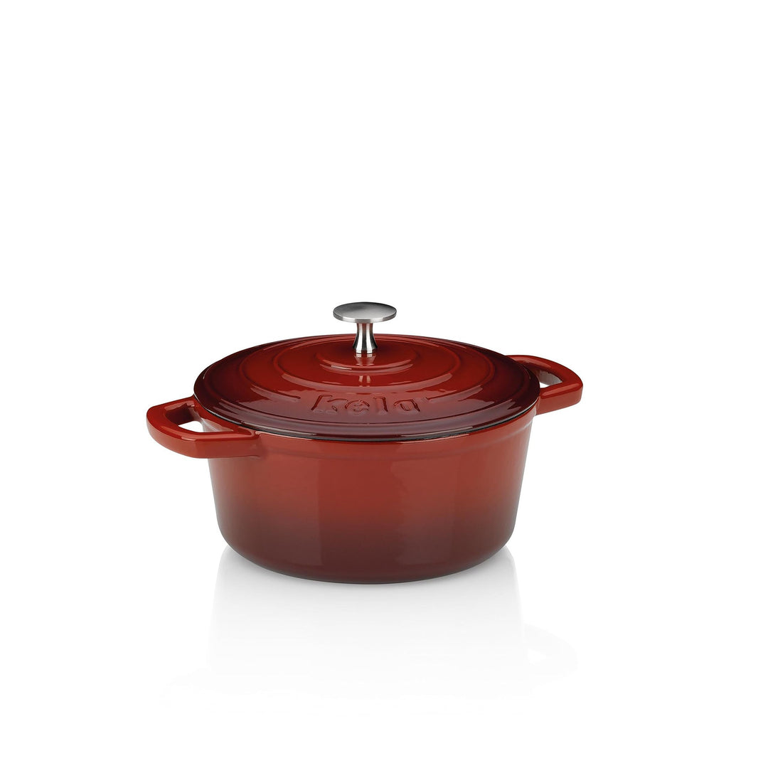 Kela Bräter Calido Gusseisen rot Rund 10cm 21cmØ 2,5l, 21 cm, Rot