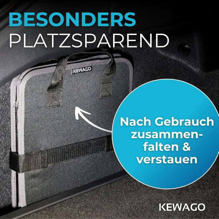 Kofferraum Organizer Faltbar - Auto-Aufbewahrungsbox mit Klett - Faltbox für Kofferraum & Rücksitz -