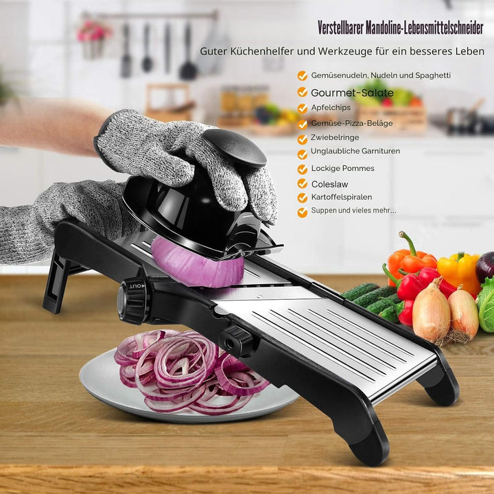 MASTERTOP Mandoline Gemüsehobel, 10 In1 Verstellbar Gemüseschneider Gurkenhobel für Kartoffelchip, Z