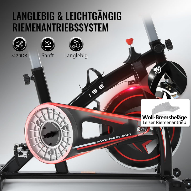 ISE Ergometer Heimtrainer Fahrrad mit LCD Anzeige, 8kg Schwungrad, Indoor Fahrrad Fitnessbike mit fl