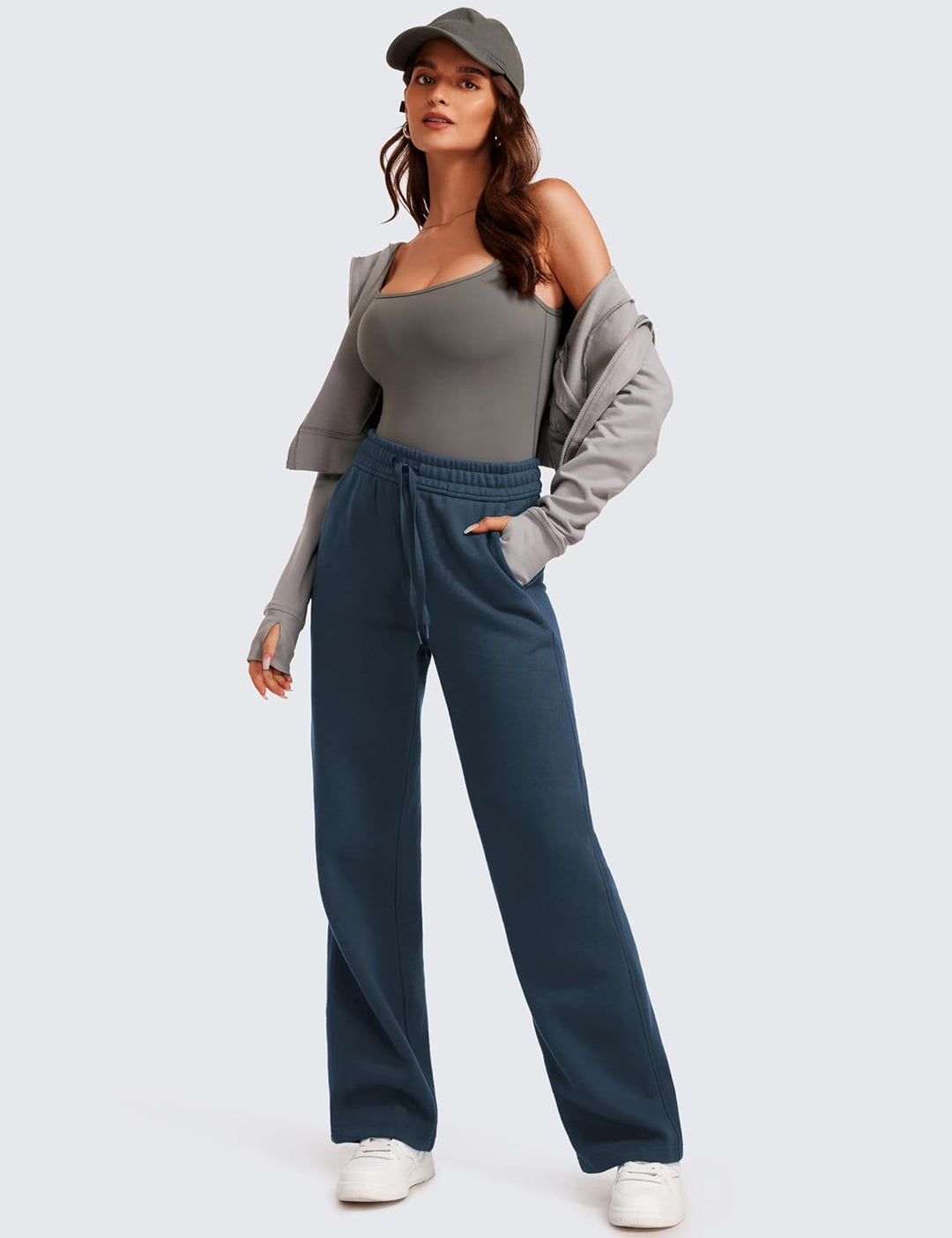 CRZ YOGA Damen Jogginghose Gefütterte Baumwolle Hohe Taille Joggers Soft Freizeithose Winter Lounge