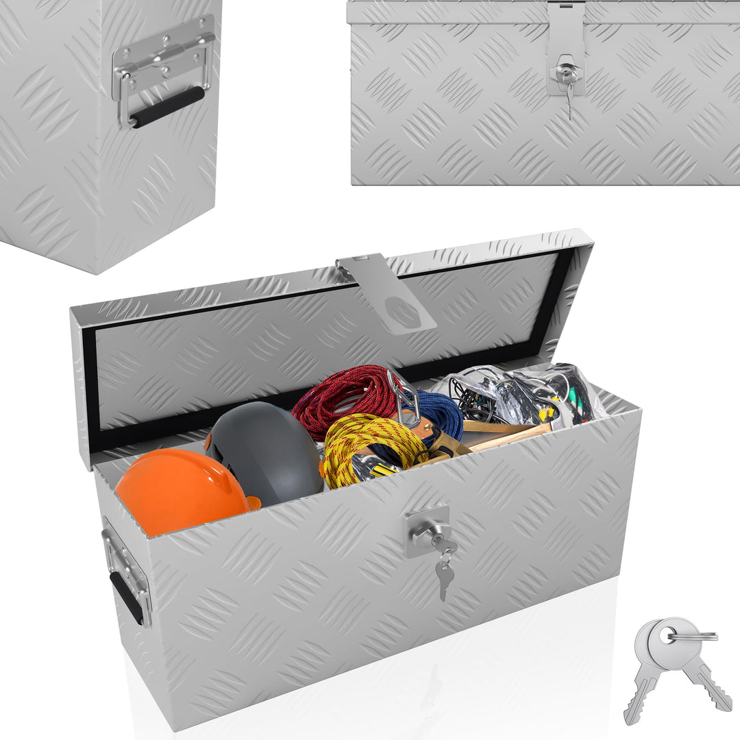 Aluminium WerkzeugkisteAlubox Aluminiumkiste Transportbox Deichselbox Für PKW Anhänger Mit Verriegel