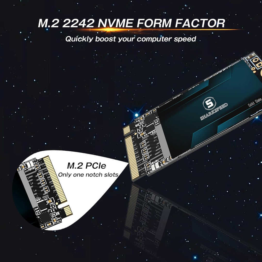 SSD 512GB M.2 2242 NVMe 42mm PCIe Gen 3.0x4， Lesen bis zu 2.200MB/s, Festplatte Interne Solid State