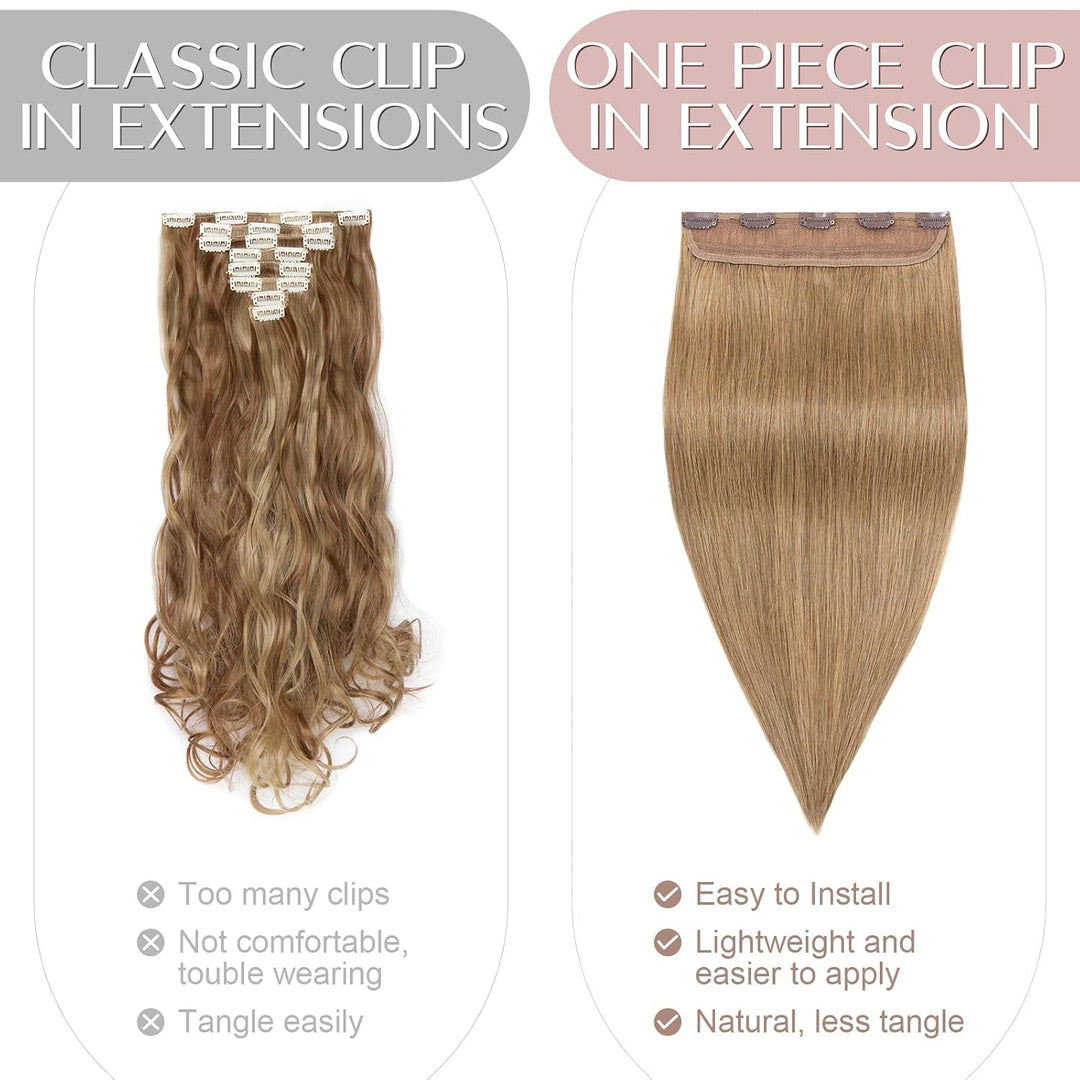 Haarteil Clip in Extensions Echthaar DICKER 1 Tresse 5 Clips Dicker Dichter Haarverlängerung 100% Re