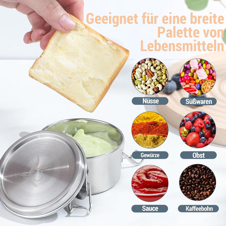 Kieaisy Edelstahl Dose (3 Stück), Lebensmittelbehälter Kinder, 200ml Klein Dosen, Snackbox, Aufbewah