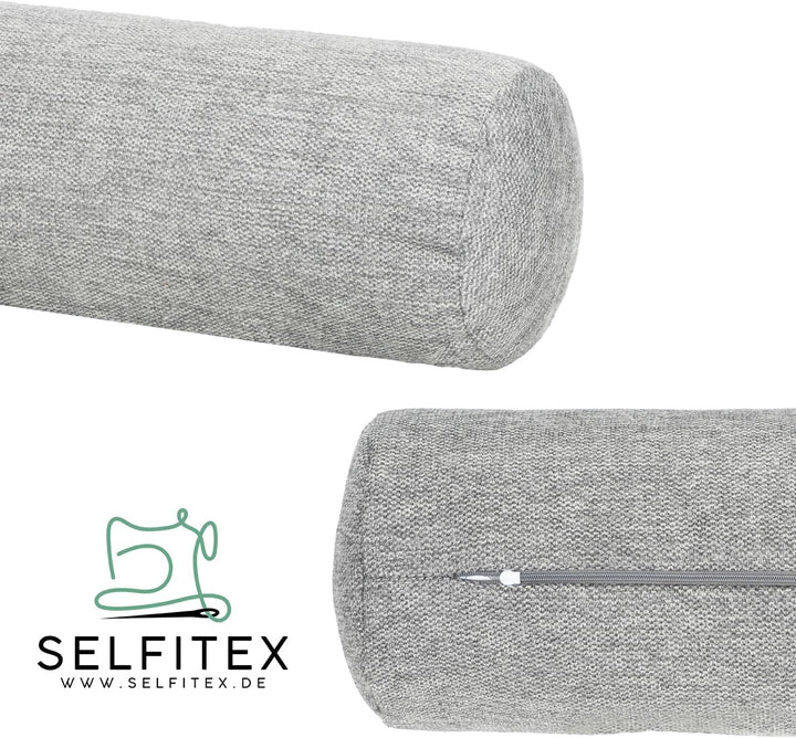 Monsera Extra Lange Nackenrolle - 19x65 cm, weich u. formstabil, fein melierter Bezug, Füllkissen au