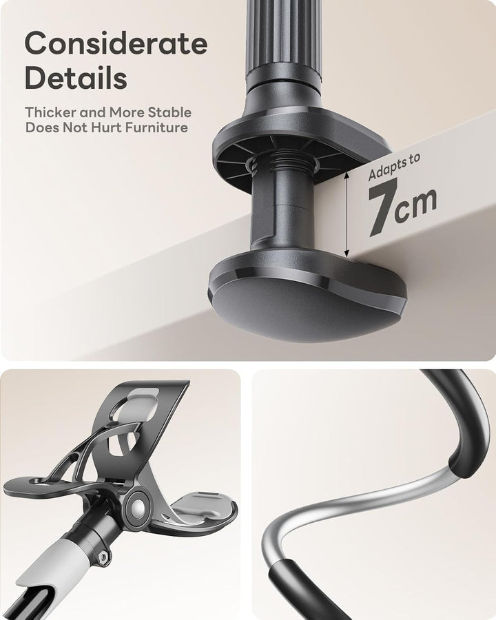 SAIJI Handy Halter für Bett, Schwanenhals Handy Halterung Braun, Braun