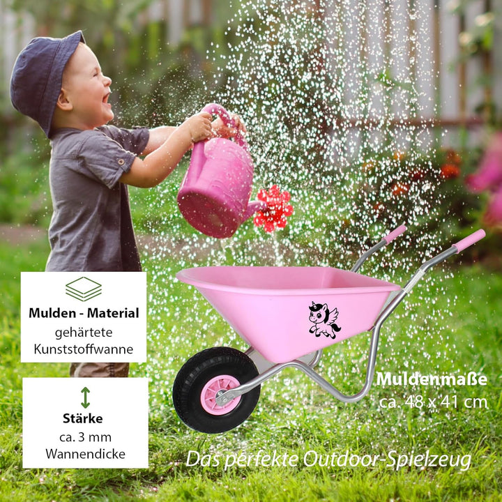 TRUTZHOLM Kinderschubkarre Einhorn rosa 40 kg Traglast Stahl | Uni, 3,6 kg, 40 kg Traglast, Stahl Ku