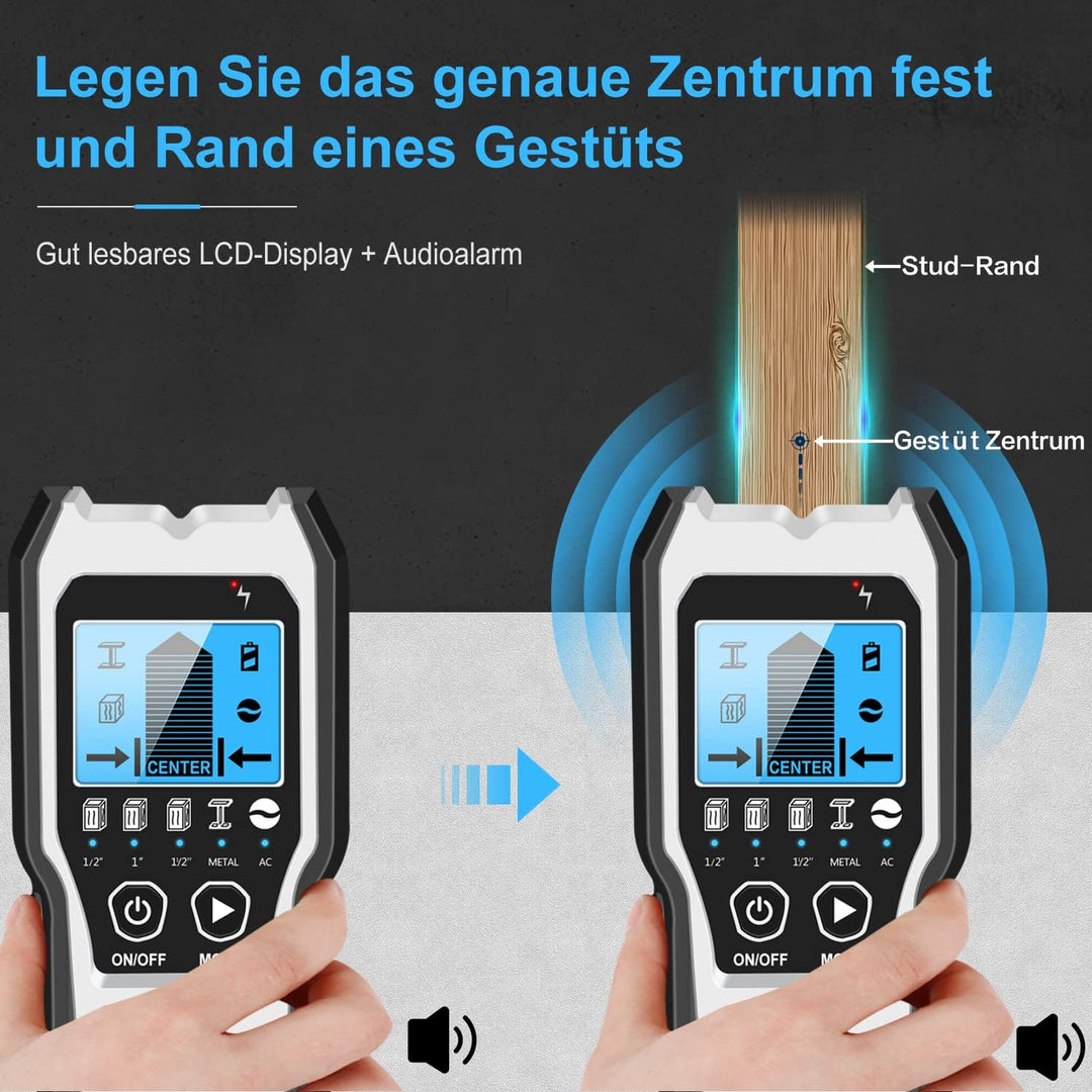 FOLAI Leitungssucher Ortungsgerät 5 in 1，verbesserter elektronischer Wandscanner mit HD-LCD-Display
