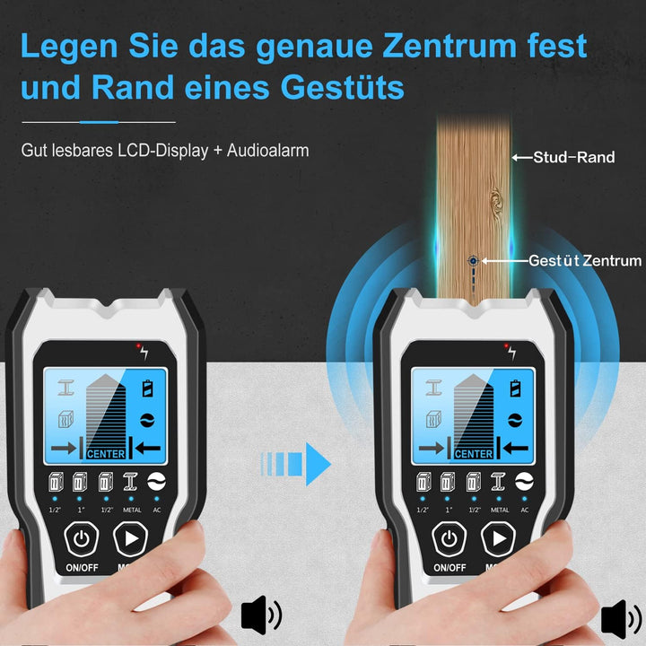 FOLAI Leitungssucher Ortungsgerät 5 in 1，verbesserter elektronischer Wandscanner mit HD-LCD-Display