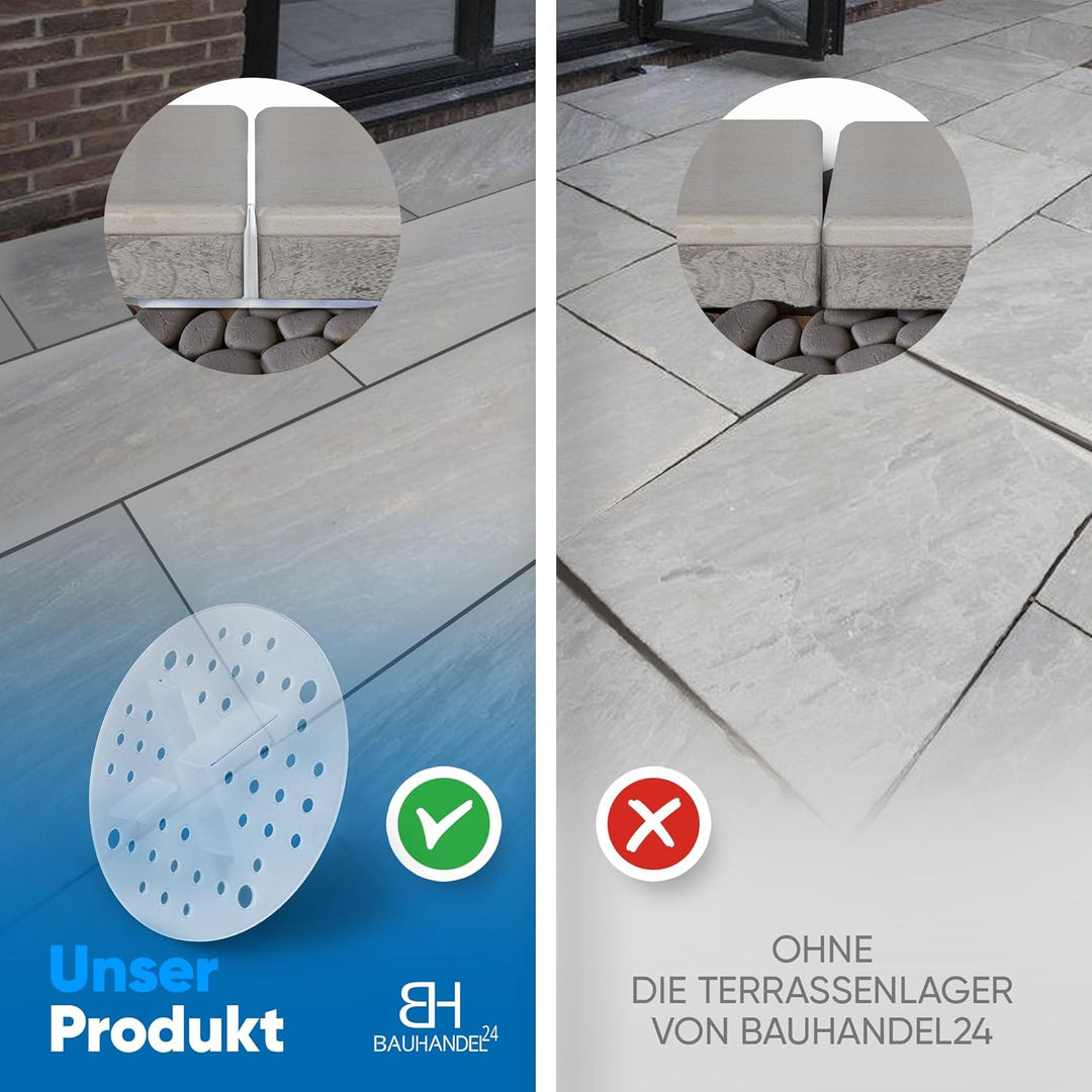Bauhandel24 Fugenkreuze 3mm für Terrassenplatten Plattenlager Auflage Pads mit Teller Aussenbereich
