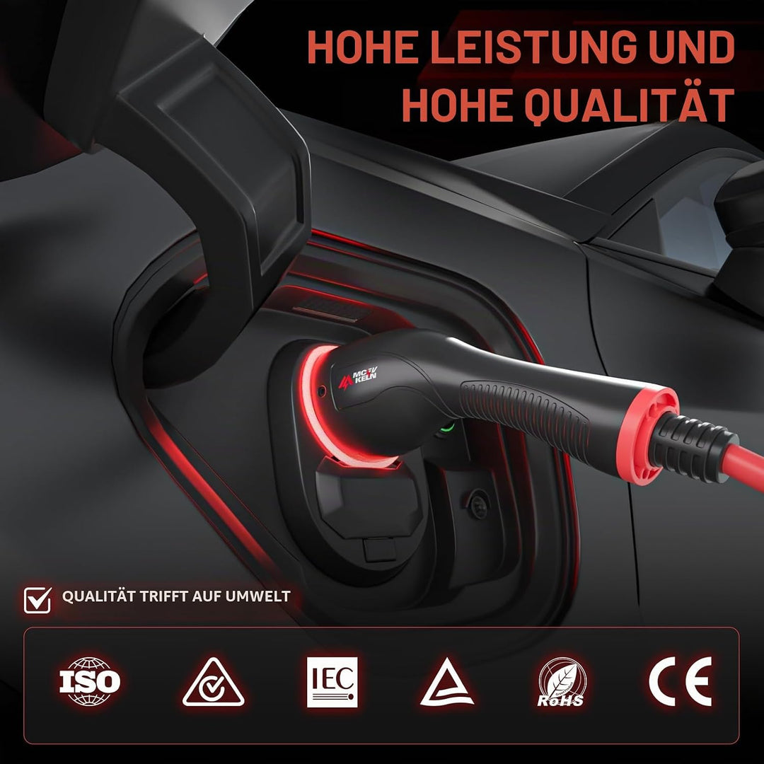 Typ 2 EV-Ladekabel – 7kW 5m Modus 3-Stromkabel für Elektro- und Hybridfahrzeuge | Einphasig 32-A-tra