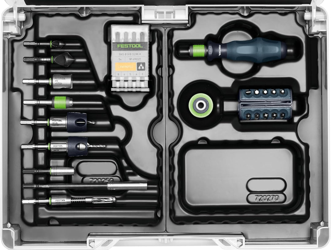 Festool Montagepaket SYS3 M 89 ORG CE-SORT (mit Holzspiralbohrer, Querlochsenker, Bohrer, Bohrsenker