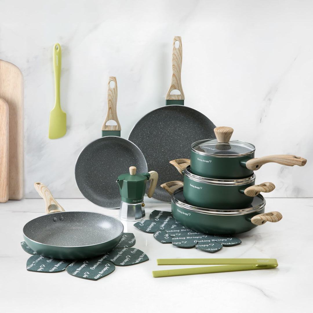 KASANOVA Kochgeschirr-Set Cooking Therapy – Induktionsgeeignetes Topf- und Pfannenset mit Pfannenwen