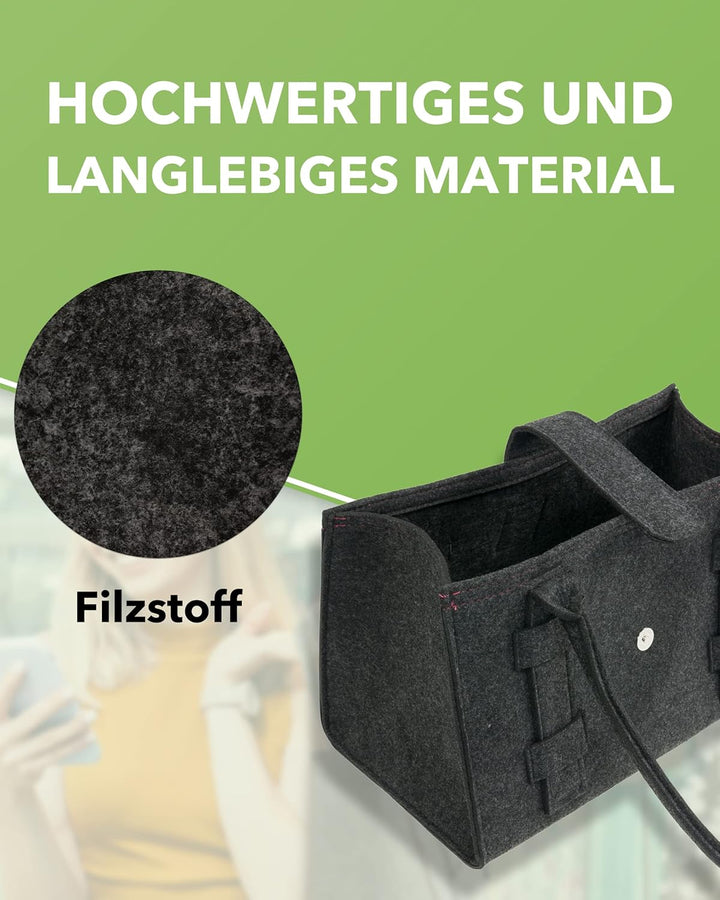 Tebewo Handtasche,Shopping Bag aus Filz, verschliessbare Einkaufs-Tasche mit Henkel, Einkaufskorb, F