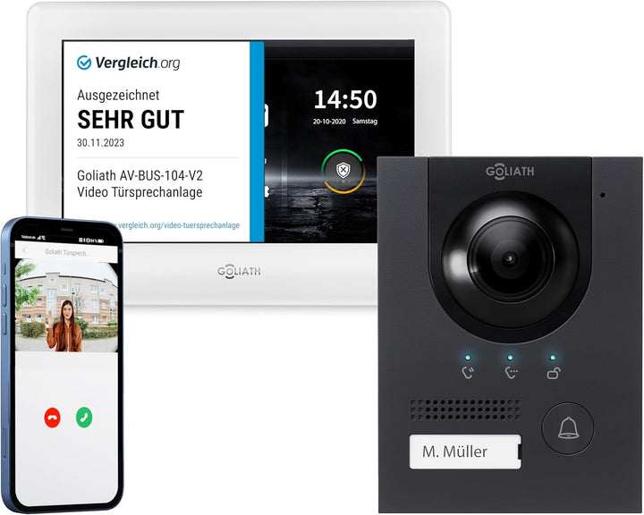 GOLIATH HD Video Türsprechanlage, Video Türklingel mit Kamera, Smartphone App, 1 Familienhaus Klinge