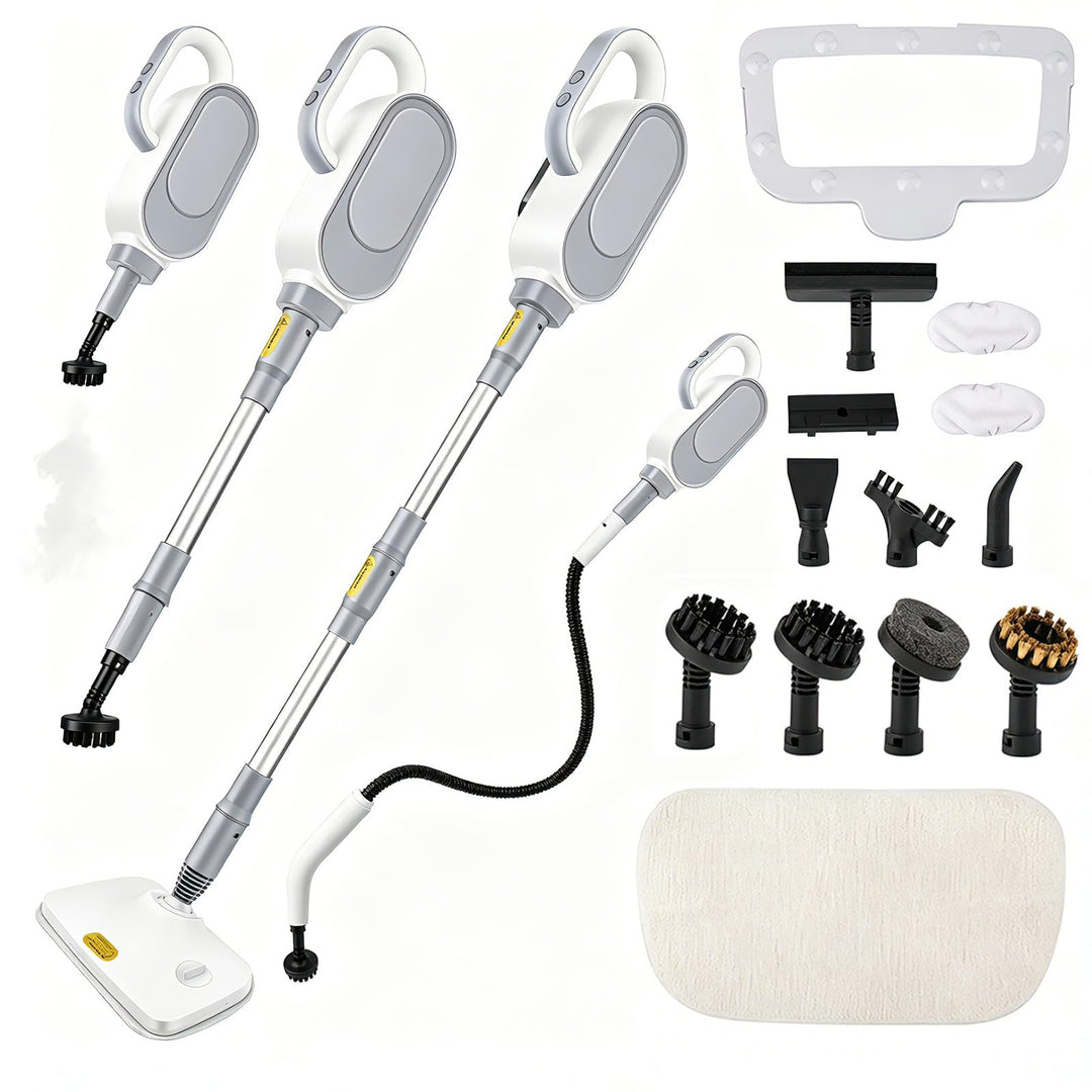 1500W Hand Dampfreiniger, mit 14 Zubehörteilen inkl. Verlängerungsrohr &amp; flexiblem Schlauch, 30s Sch