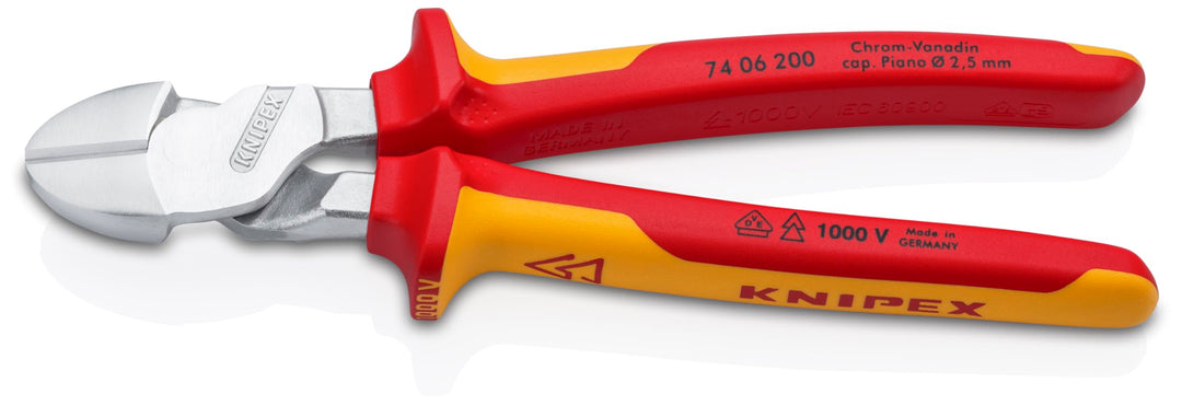 Knipex Kraft-Seitenschneider verchromt, isoliert mit Mehrkomponenten-Hüllen, VDE-geprüft 200 mm 74 0