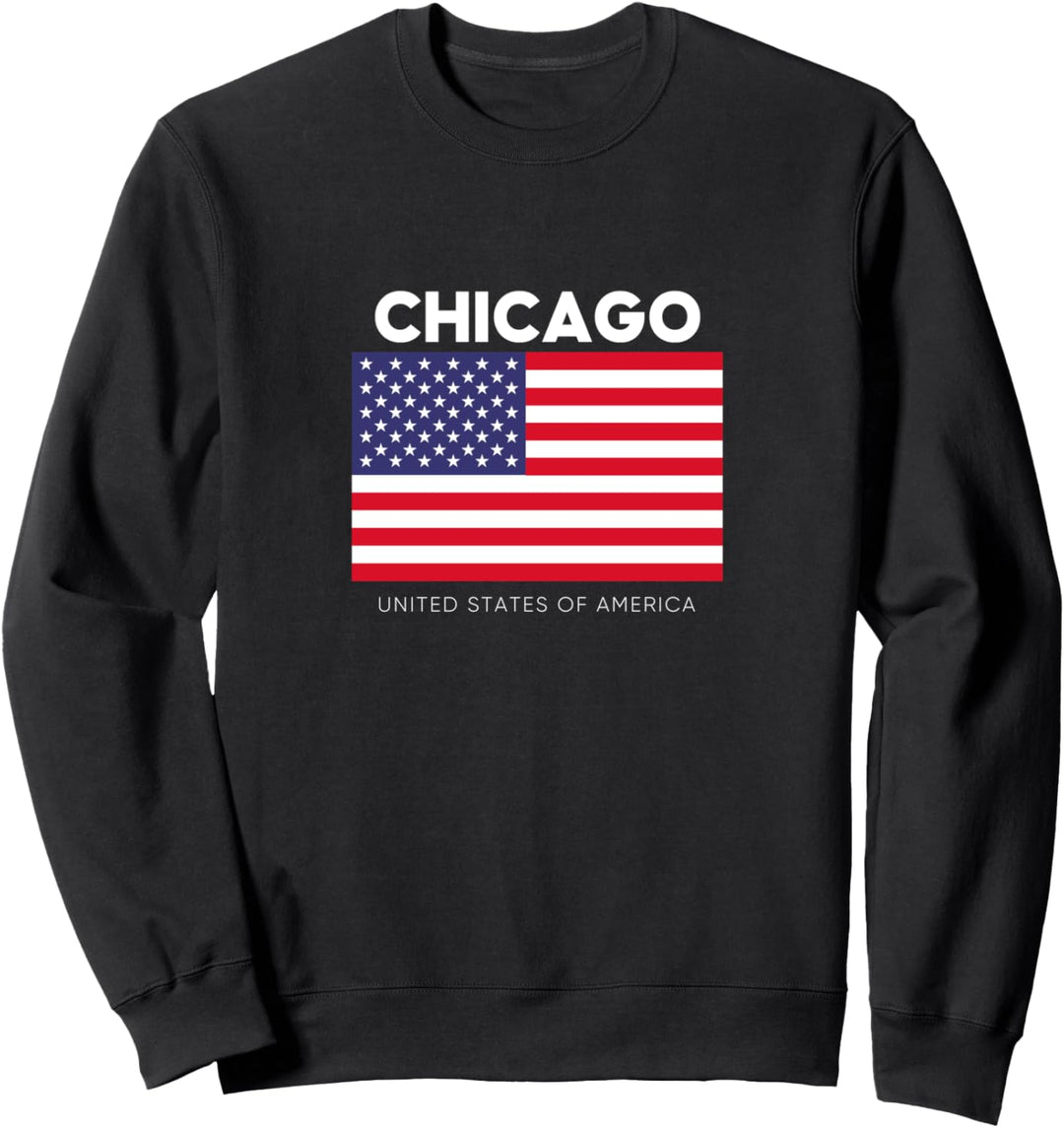 Cooles Chicago Illinois with USA Flag Tee Shirt Chicago Sweatshirt