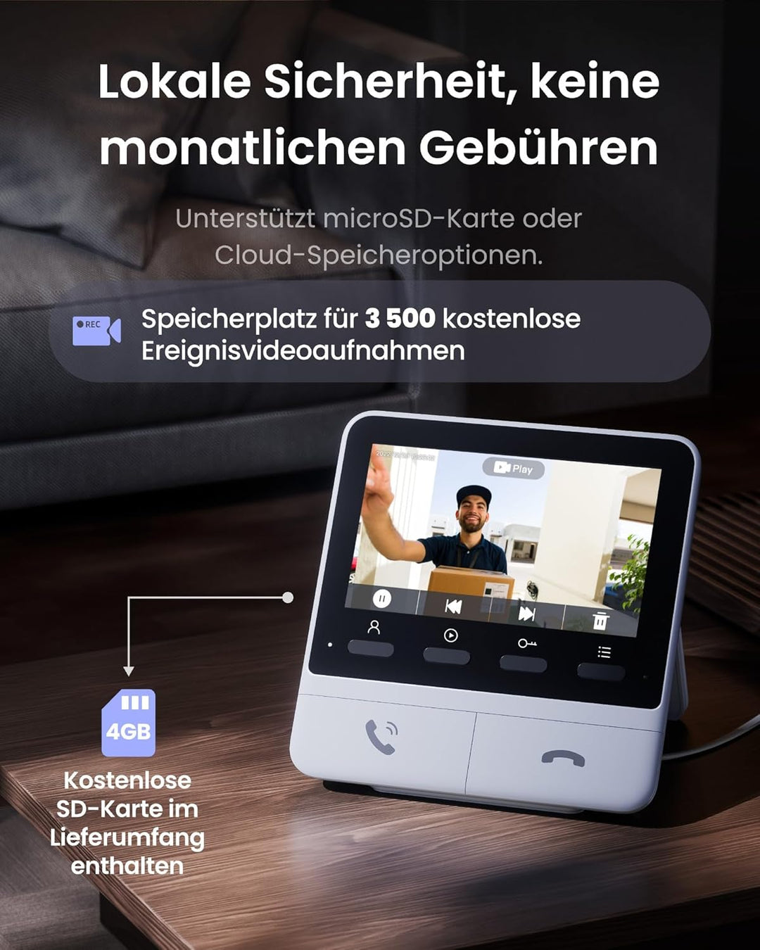 SwitchBot Video Türklingel mit Solarpanel, 2K Türklingel mit Kamera, Smart Türklingel Kamera mit 4,3